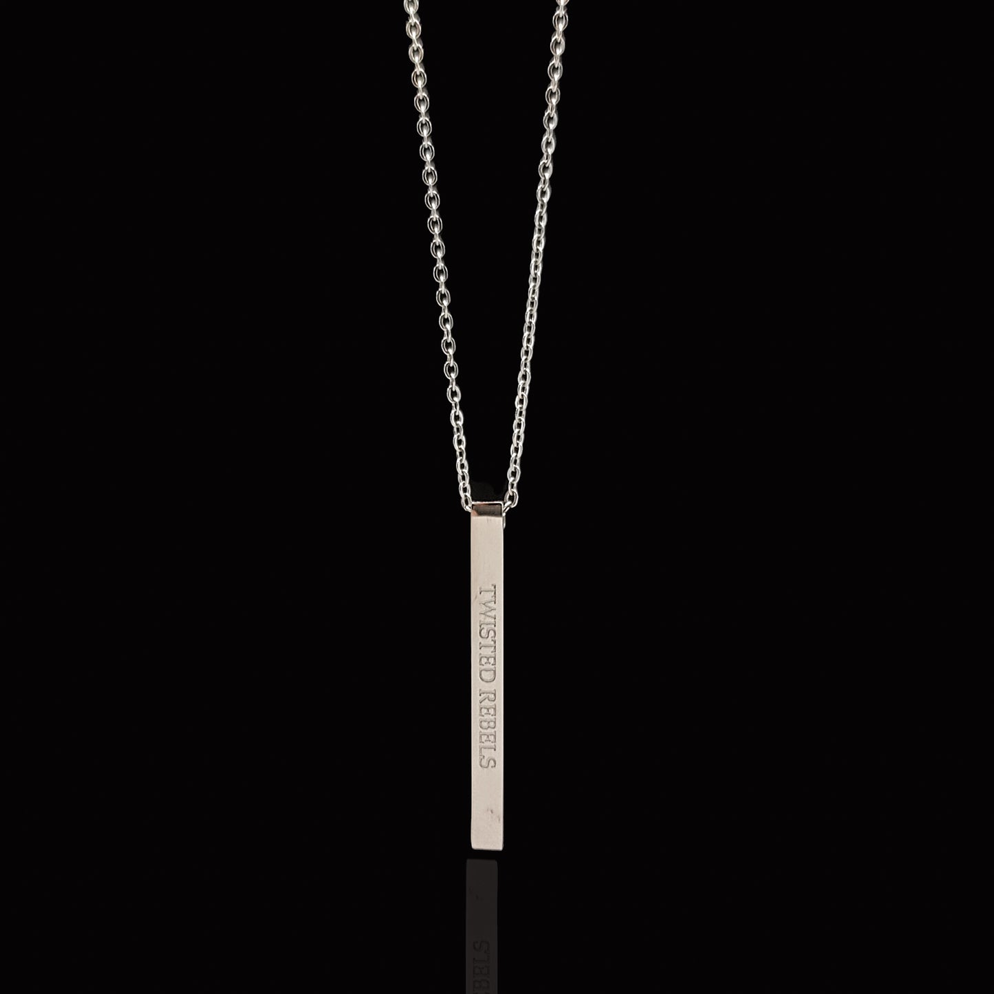 Twisted Rebels Bar Pendant & Rolo Chain 3mm - 50cm (Silver)