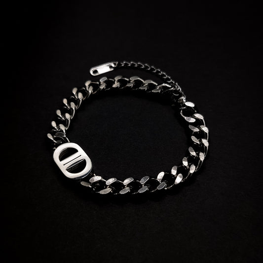 Silver Cuban Link DD Bracelet 8mm-16.5cm (Adjustable)