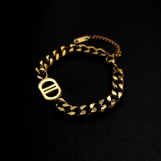 Gold Cuban Link DD Bracelet 8mm-16.5cm (Adjustable)