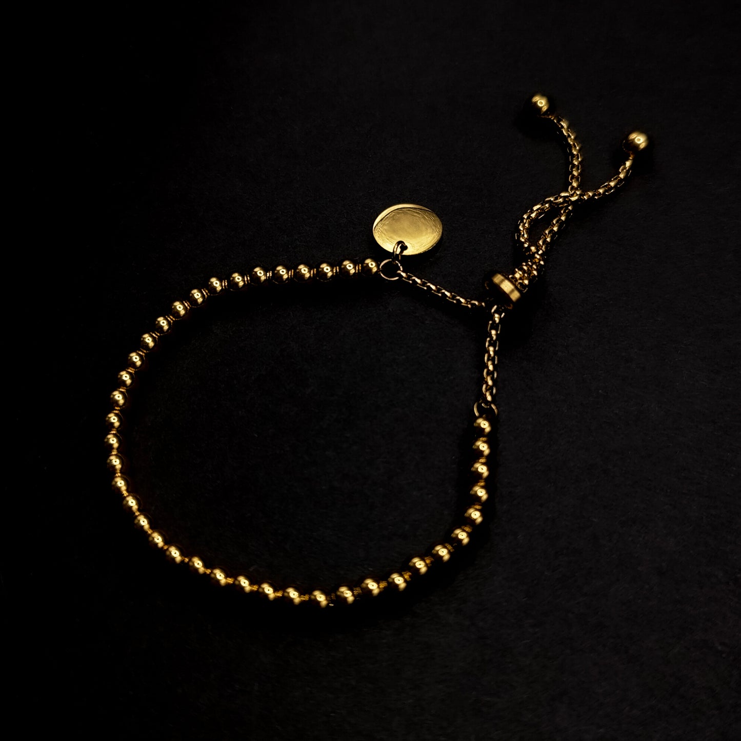 Gold Pendant Bead Bracelet (Adjustable)