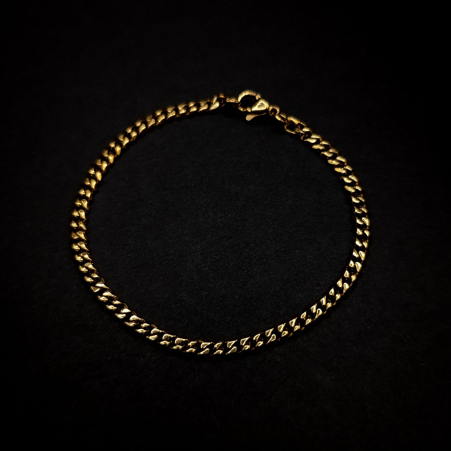Gold Cuban Link Bracelet 3.6mm-18cm