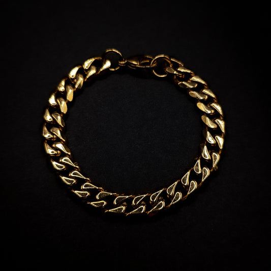 Gold Cuban Link Bracelet 9mm-18cm