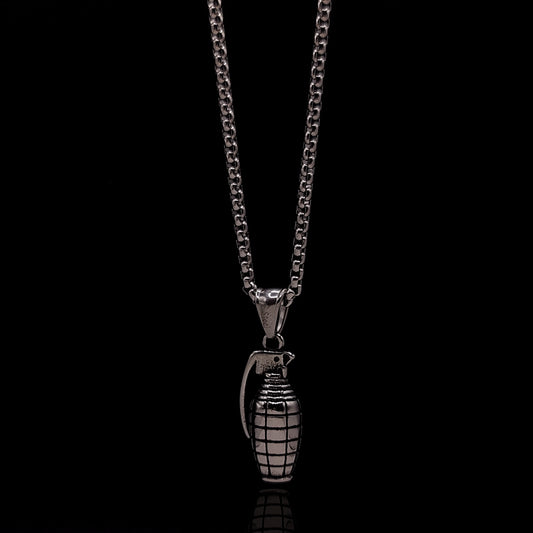 Silver Grenade & Rolo Chain 3mm-22inch