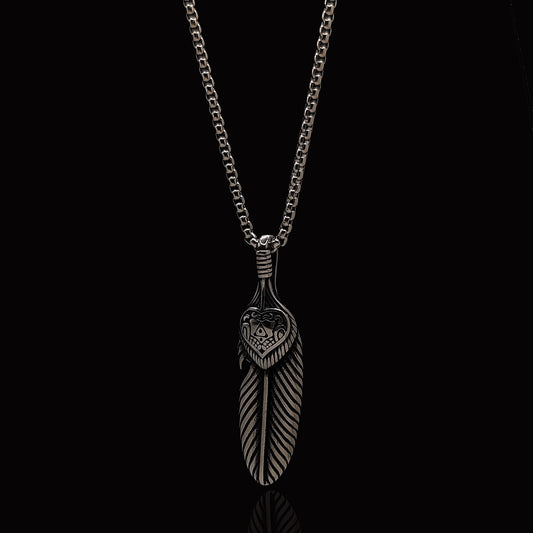 Silver Feather & Rolo Chain 3mm-22inch