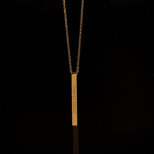 Twisted Rebels Bar Pendant & Rolo Chain 3mm - 50cm (Gold) T