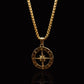Gold Hollow Compass Pendant & Rolo Chain 3mm-22inch