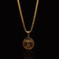 Gold Vitruvian Man Pendant & Rolo Chain 3mm-22inch