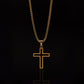 Gold Hollow Cross Pendant & Rolo Chain 3mm-20inches