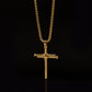 Twisted Rebels Nail Cross Pendant & Rolo Chain 3.5mm - 60cm (Gold)