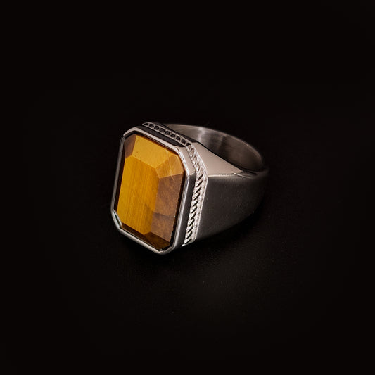 Brown Stone Onyx Ring (Silver)