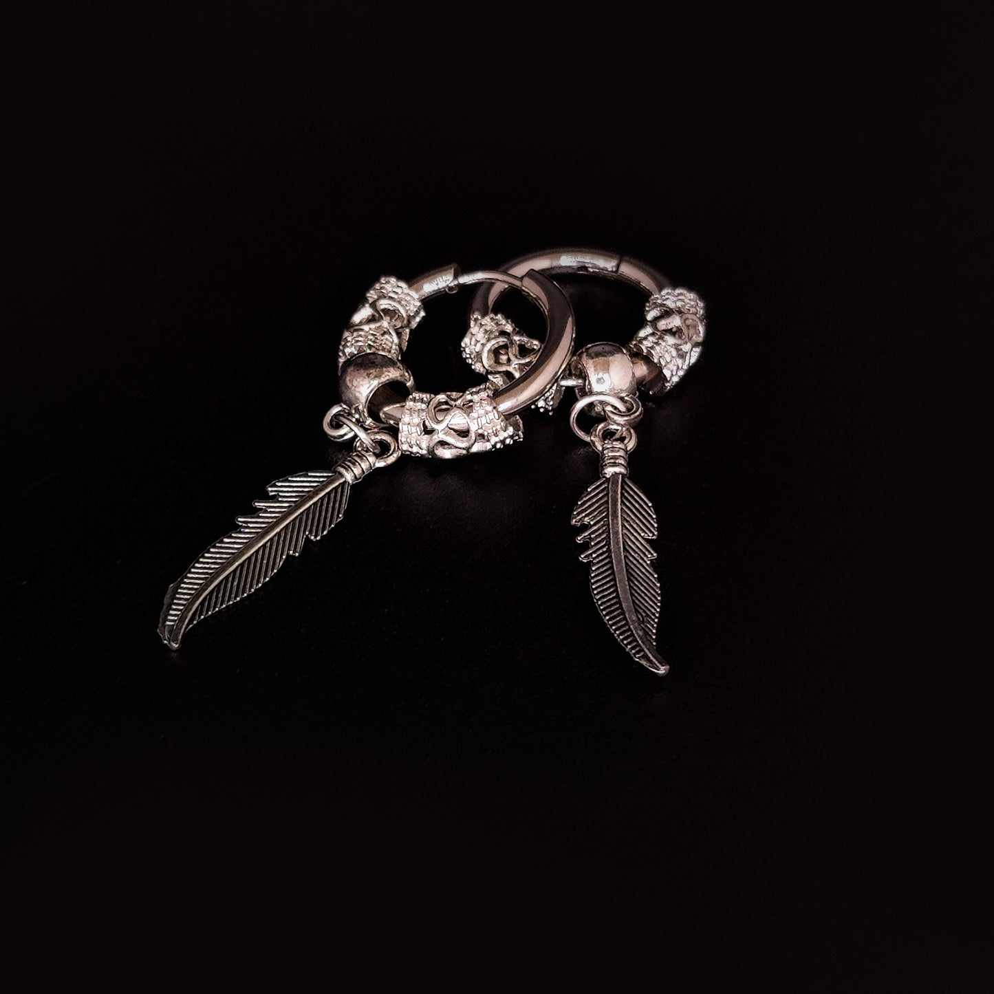 Silver Feather Drop Earring (Pair)