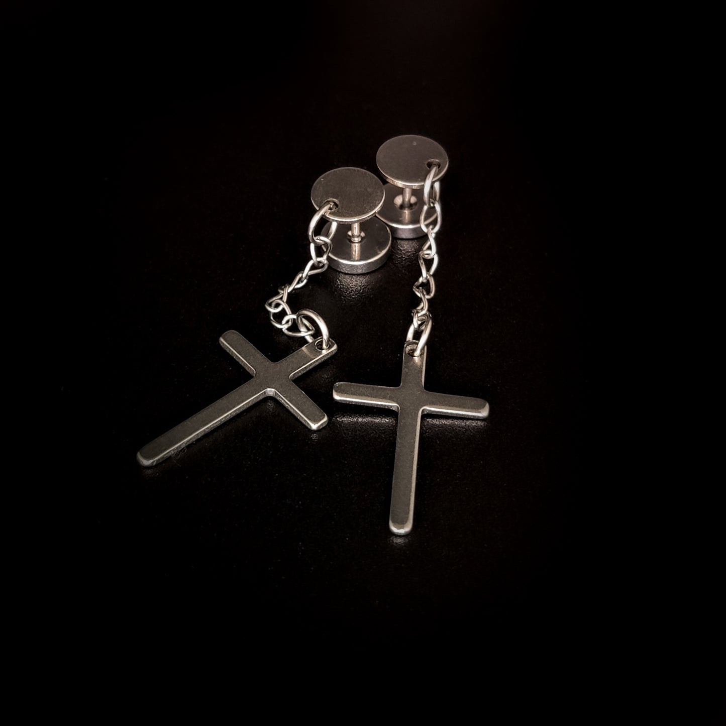 Silver Cross Drop Earring (Pair)