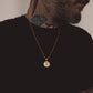 Gold Vitruvian Man Pendant & Rolo Chain 3mm-22inch