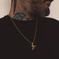 Gold Machine Gun Cherub Pendant & Rolo Chain 3mm-22inch